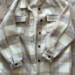 Plaid Beige and Blue Women's Jacket